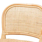 Taburete de bar de ratán natural marrón — Estilo bohemio, altura de barra/mostrador, capacidad para 1 persona
