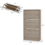 Zapatero con tapa abatible gris/roble, 2 y 3 cajones, capacidad para hasta 14 pares
