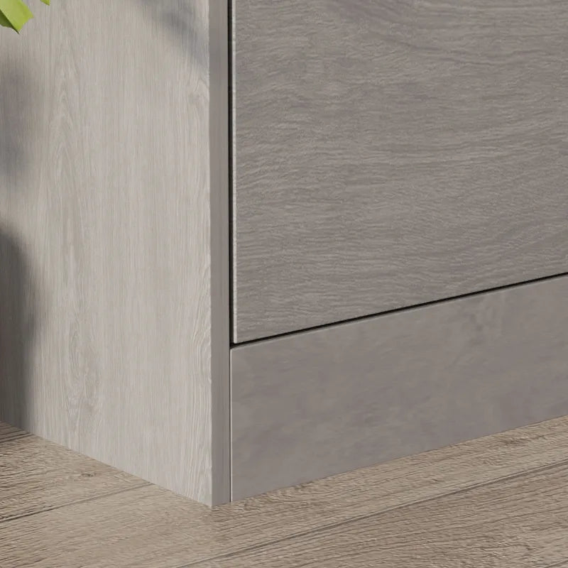 Zapatero con tapa abatible gris/roble, 2 y 3 cajones, capacidad para hasta 14 pares