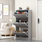 Zapatero con tapa abatible gris/roble, 2 y 3 cajones, capacidad para hasta 14 pares