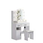 Tocador Blanco con Espejo Iluminado, 2/3 Cajones – 1 Persona