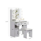 Tocador Blanco con Espejo Iluminado, 2/3 Cajones – 1 Persona