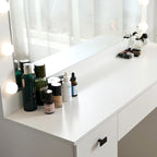 Tocador Blanco con Espejo Iluminado, 2/3 Cajones – 1 Persona
