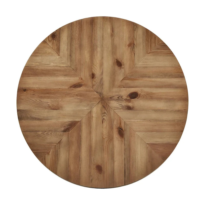 Mesa de comedor redonda roble/gris hierro, asientos para 2-4