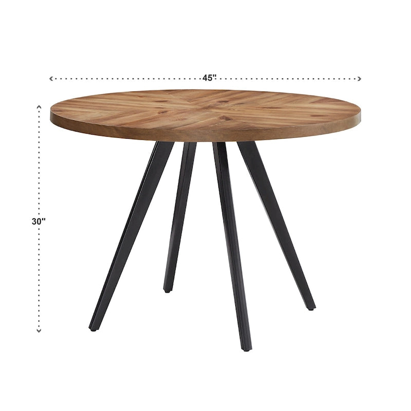 Mesa de comedor redonda roble/gris hierro, asientos para 2-4