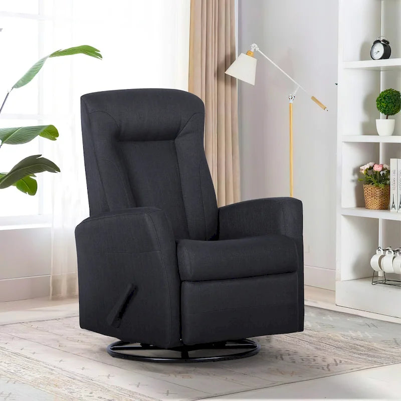 Sillón Reclinable Giratorio Planeador Manual de Tela Gris Oscuro - Asiento Individual