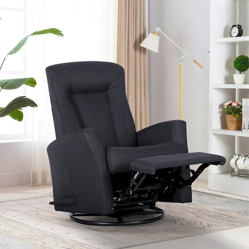 Sillón Reclinable Giratorio Planeador Manual de Tela Gris Oscuro - Asiento Individual