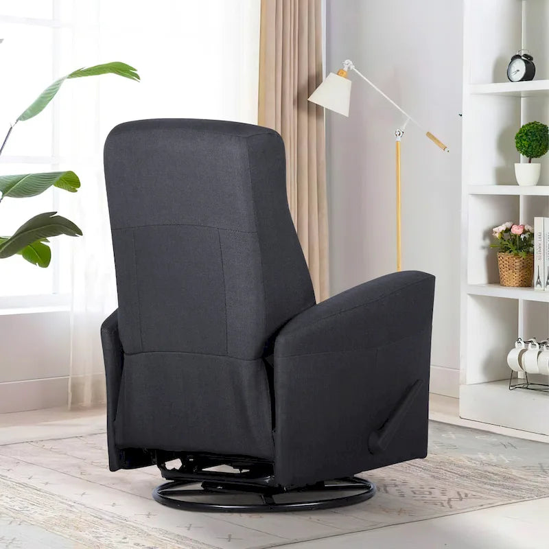 Sillón Reclinable Giratorio Planeador Manual de Tela Gris Oscuro - Asiento Individual