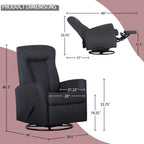 Sillón Reclinable Giratorio Planeador Manual de Tela Gris Oscuro - Asiento Individual