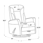 Sillón Reclinable Giratorio Planeador Manual de Tela Gris Oscuro - Asiento Individual