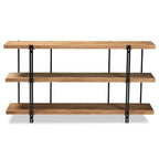 Mesa consola de 3 estantes en color natural y negro, montaje por 1 persona