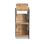 Mesa consola de 3 estantes en color natural y negro, montaje por 1 persona