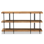 Mesa consola de 3 estantes en color natural y negro, montaje por 1 persona