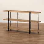 Mesa consola de 3 estantes en color natural y negro, montaje por 1 persona