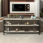 Mesa Consola de 3 Niveles en MDF Gris, 140 cm, para 1-2 Usuarios
