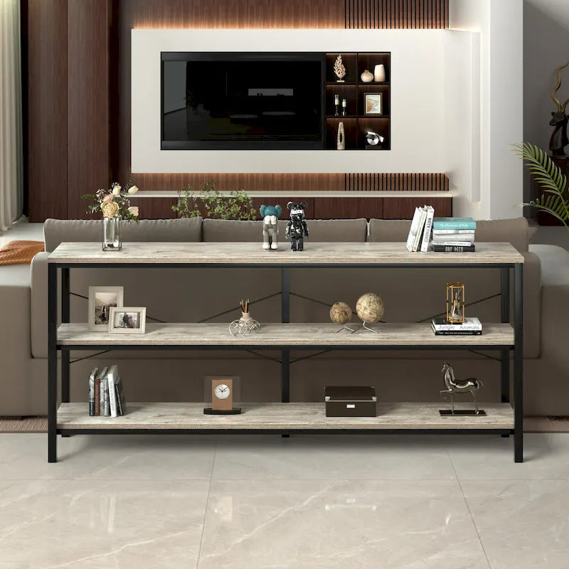 55  Sofa Console Table Narrow Long Console Entryway Table with Storage Shelf TV Stand