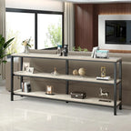 Mesa Consola de 3 Niveles en MDF Gris, 140 cm, para 1-2 Usuarios