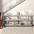 Mesa Consola de 3 Niveles en MDF Gris, 140 cm, para 1-2 Usuarios