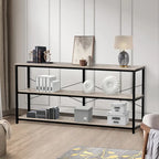 Mesa Consola de 3 Niveles en MDF Gris, 140 cm, para 1-2 Usuarios