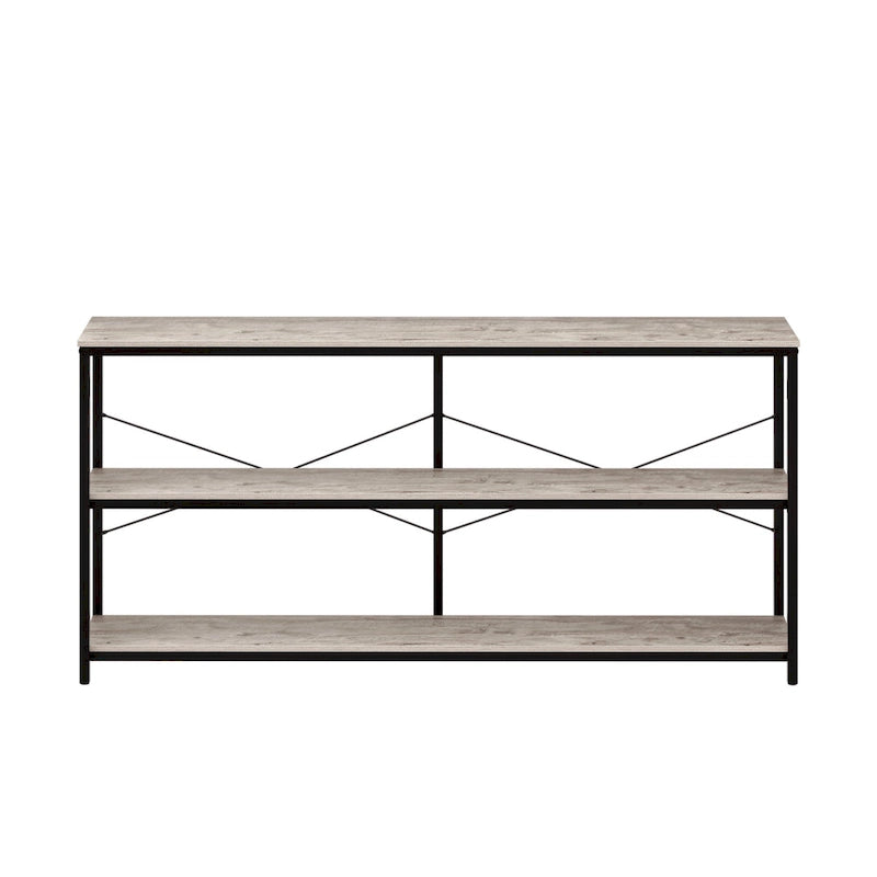 Mesa Consola de 3 Niveles en MDF Gris, 140 cm, para 1-2 Usuarios