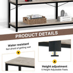 Mesa Consola de 3 Niveles en MDF Gris, 140 cm, para 1-2 Usuarios