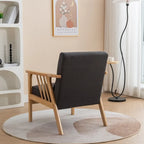 Sillón de Acento Bouclé Gris / Beige / Naranja con Almohada, Asiento Individual, Patas de Madera Maciza