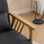 Sillón de Acento Bouclé Gris / Beige / Naranja con Almohada, Asiento Individual, Patas de Madera Maciza