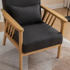 Sillón de Acento Bouclé Gris / Beige / Naranja con Almohada, Asiento Individual, Patas de Madera Maciza