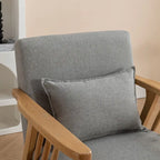 Sillón de Acento Bouclé Gris / Beige / Naranja con Almohada, Asiento Individual, Patas de Madera Maciza