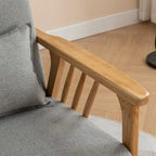 Sillón de Acento Bouclé Gris / Beige / Naranja con Almohada, Asiento Individual, Patas de Madera Maciza