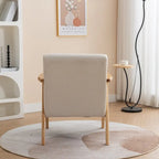 Sillón de Acento Bouclé Gris / Beige / Naranja con Almohada, Asiento Individual, Patas de Madera Maciza