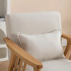 Sillón de Acento Bouclé Gris / Beige / Naranja con Almohada, Asiento Individual, Patas de Madera Maciza