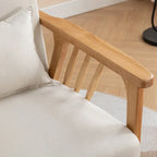 Sillón de Acento Bouclé Gris / Beige / Naranja con Almohada, Asiento Individual, Patas de Madera Maciza