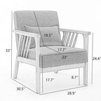 Sillón de Acento Bouclé Gris / Beige / Naranja con Almohada, Asiento Individual, Patas de Madera Maciza