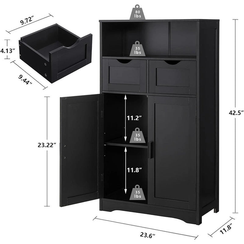 Armario de Almacenamiento de Suelo Gris / Negro / Marrón / Blanco con 2 Puertas, Montaje para 1 Persona