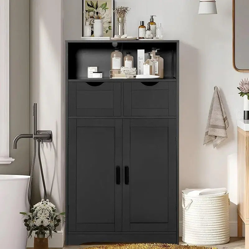 Armario de Almacenamiento de Suelo Gris / Negro / Marrón / Blanco con 2 Puertas, Montaje para 1 Persona