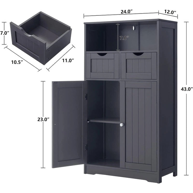 Armario de Almacenamiento de Suelo Gris / Negro / Marrón / Blanco con 2 Puertas, Montaje para 1 Persona