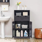 Armario de Almacenamiento de Suelo Gris / Negro / Marrón / Blanco con 2 Puertas, Montaje para 1 Persona