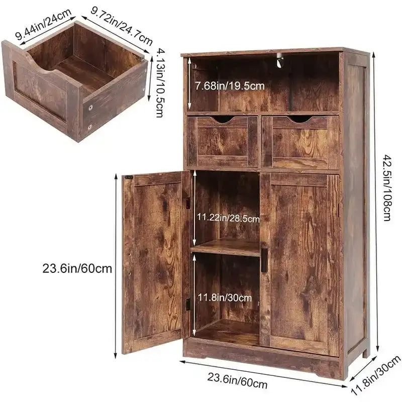 Armario de Almacenamiento de Suelo Gris / Negro / Marrón / Blanco con 2 Puertas, Montaje para 1 Persona