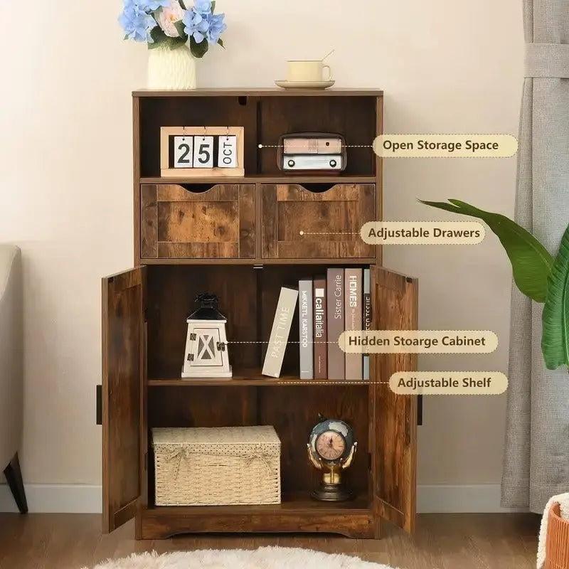 Armario de Almacenamiento de Suelo Gris / Negro / Marrón / Blanco con 2 Puertas, Montaje para 1 Persona