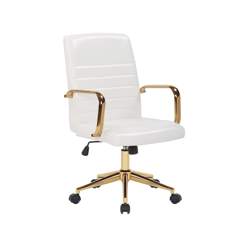 Silla giratoria de piel sintética (PU) en azul/negro/blanco/marrón/rosa, respaldo medio, respaldo de 16" o 19", asiento individual