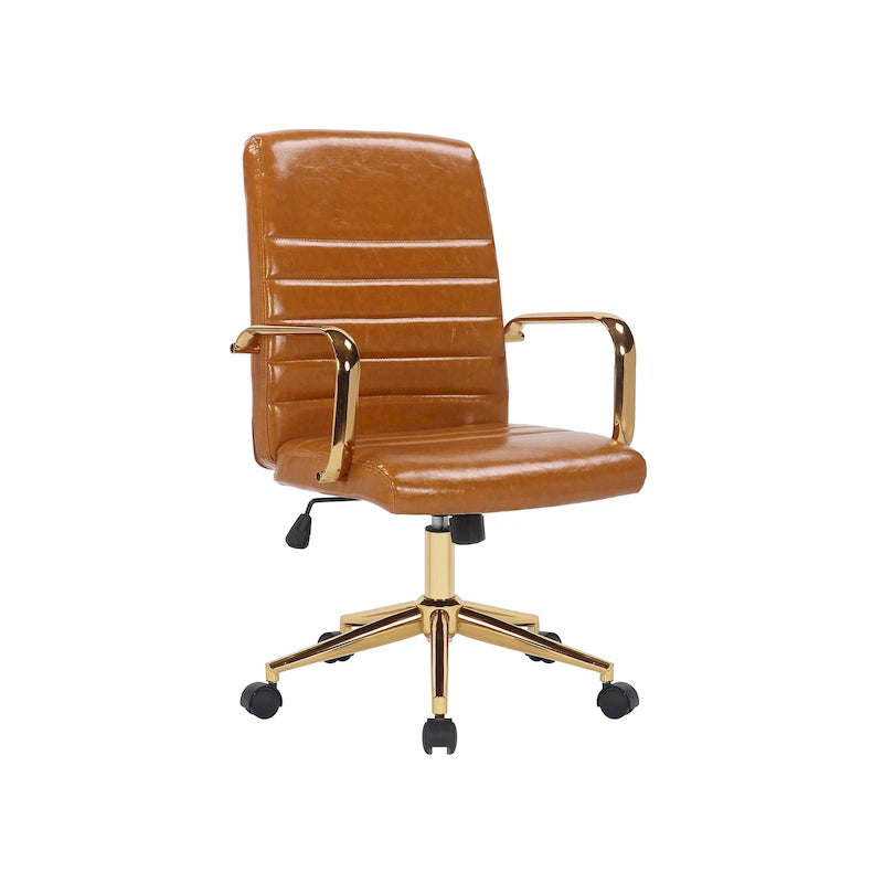 Silla giratoria de piel sintética (PU) en azul/negro/blanco/marrón/rosa, respaldo medio, respaldo de 16" o 19", asiento individual