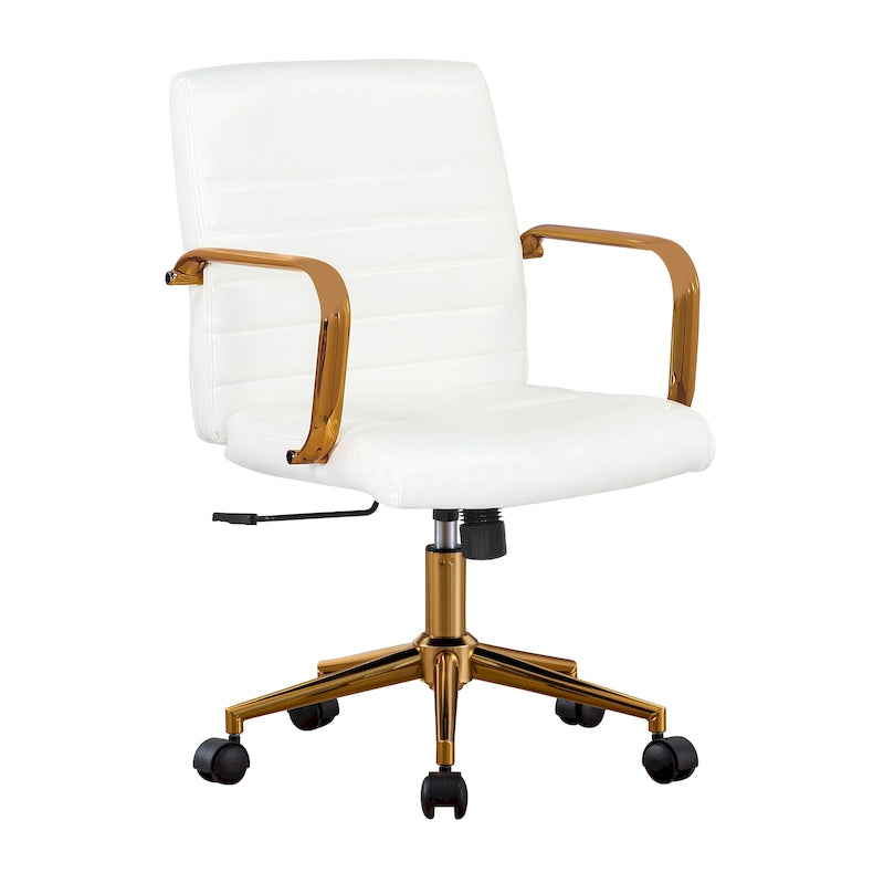 Silla giratoria de piel sintética (PU) en azul/negro/blanco/marrón/rosa, respaldo medio, respaldo de 16" o 19", asiento individual