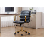 Silla giratoria de piel sintética (PU) en azul/negro/blanco/marrón/rosa, respaldo medio, respaldo de 16" o 19", asiento individual
