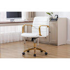 Silla giratoria de piel sintética (PU) en azul/negro/blanco/marrón/rosa, respaldo medio, respaldo de 16" o 19", asiento individual