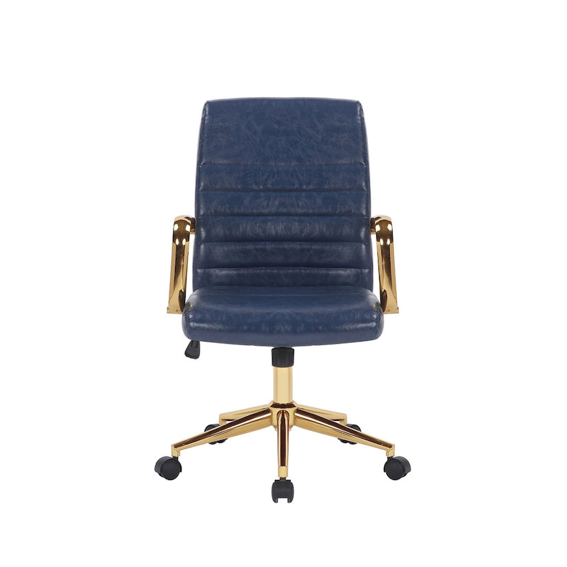 Silla giratoria de piel sintética (PU) en azul/negro/blanco/marrón/rosa, respaldo medio, respaldo de 16" o 19", asiento individual
