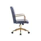 Silla giratoria de piel sintética (PU) en azul/negro/blanco/marrón/rosa, respaldo medio, respaldo de 16" o 19", asiento individual