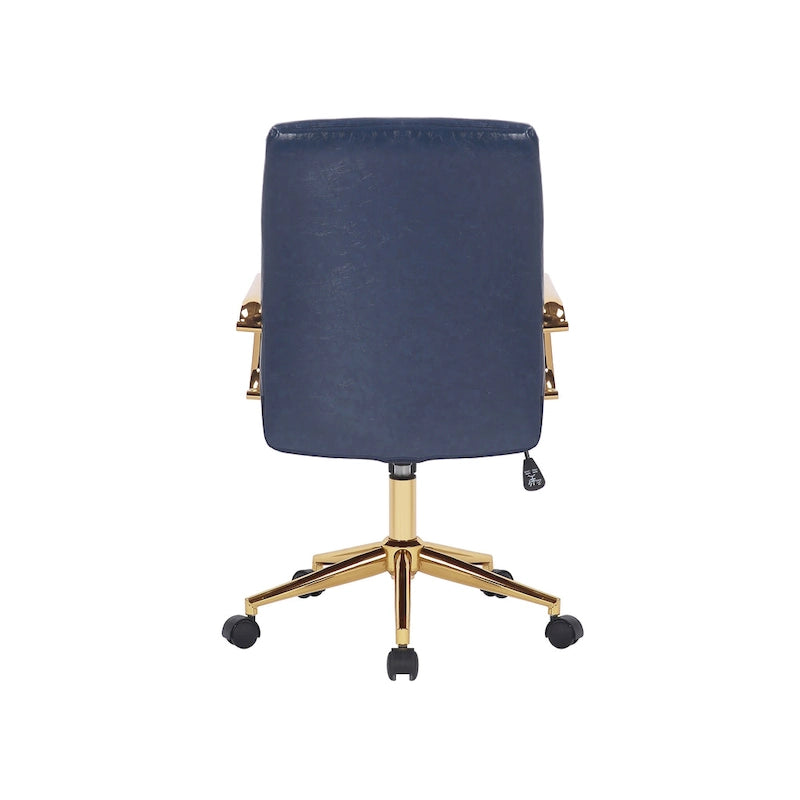 Silla giratoria de piel sintética (PU) en azul/negro/blanco/marrón/rosa, respaldo medio, respaldo de 16" o 19", asiento individual