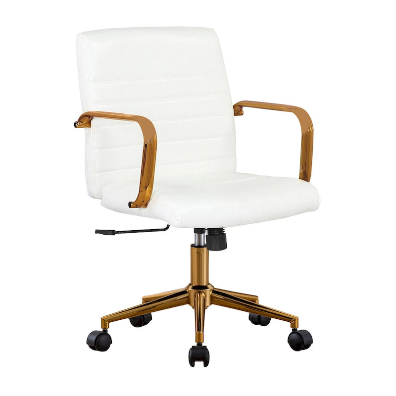 Silla giratoria de piel sintética (PU) en azul/negro/blanco/marrón/rosa, respaldo medio, respaldo de 16" o 19", asiento individual