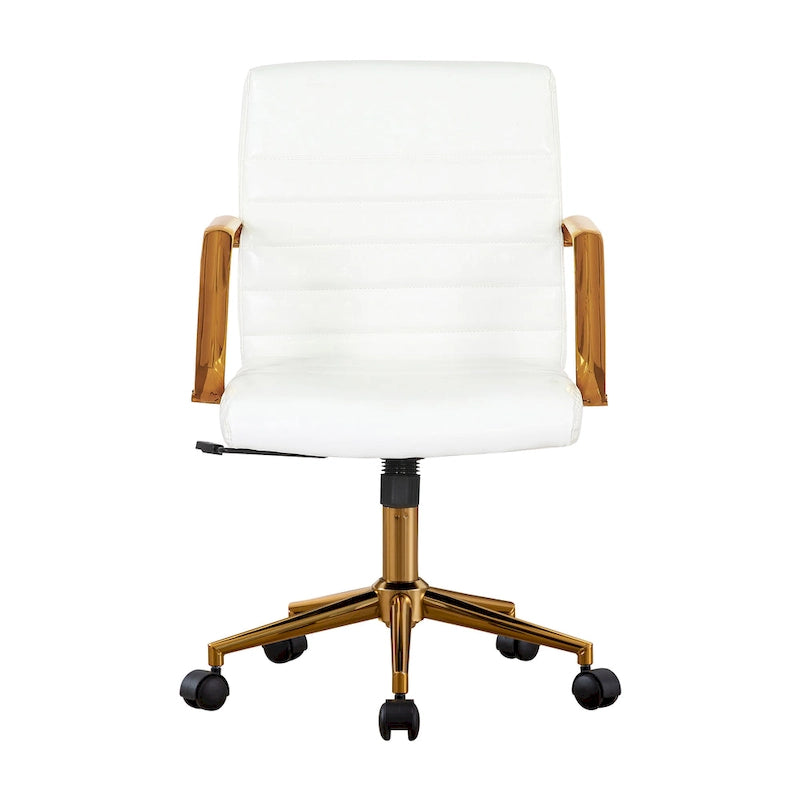 Silla giratoria de piel sintética (PU) en azul/negro/blanco/marrón/rosa, respaldo medio, respaldo de 16" o 19", asiento individual